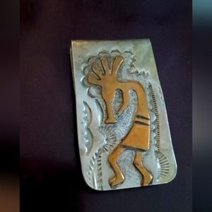 Native American Navajo Signature LN Genuine Sterling Silver 12 KT GF Money Clip.